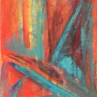 Pastel gras rouge et bleu